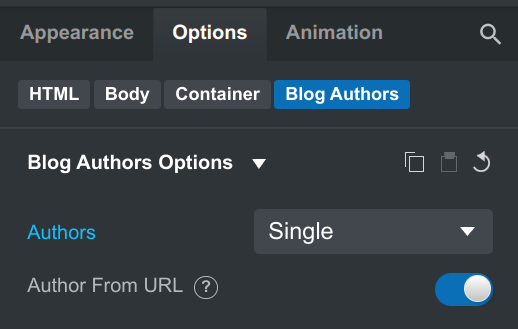 Blog Authors Options
