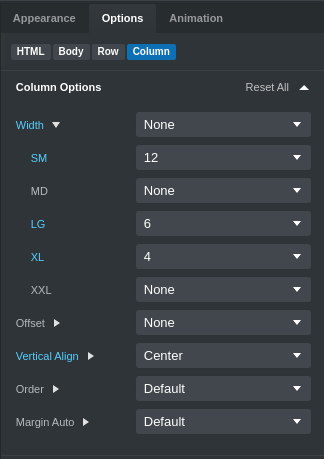 Column Options